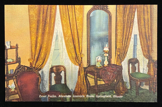 Front Parlor - Abraham Lincoln's Home - Springfield, Illinois - 1949 Linen Postcard