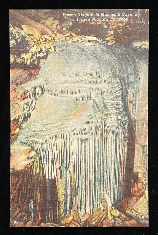 Frozen Niagara in Mammoth Cave, Kentucky - Frozen Niagara Entrance - 1939 Linen Postcard