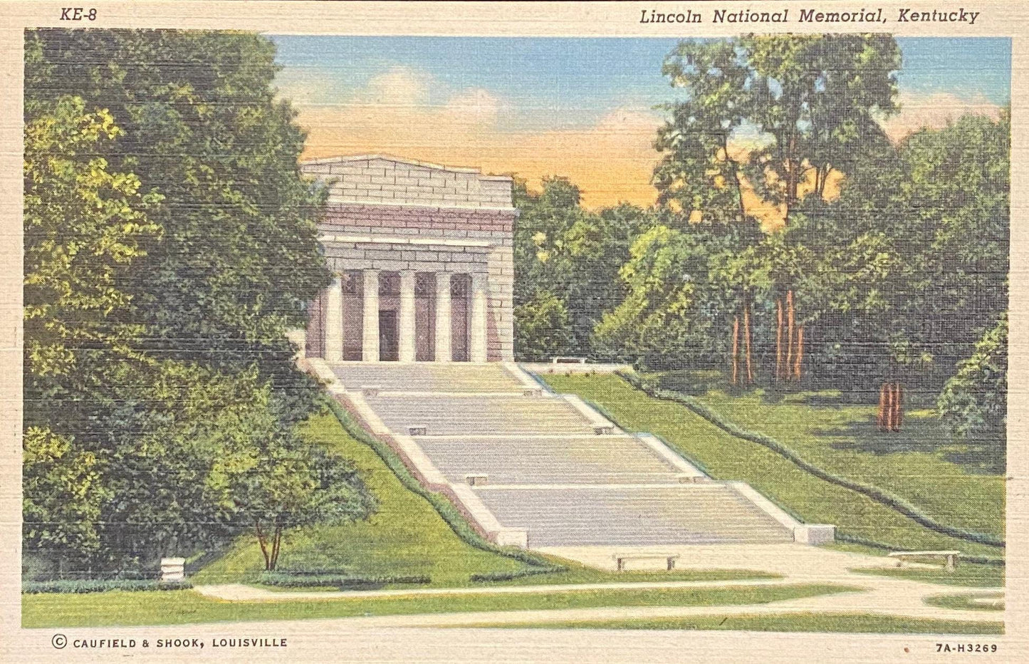 Lincoln National Memorial - Kentucky - 1937 Linen Postcard