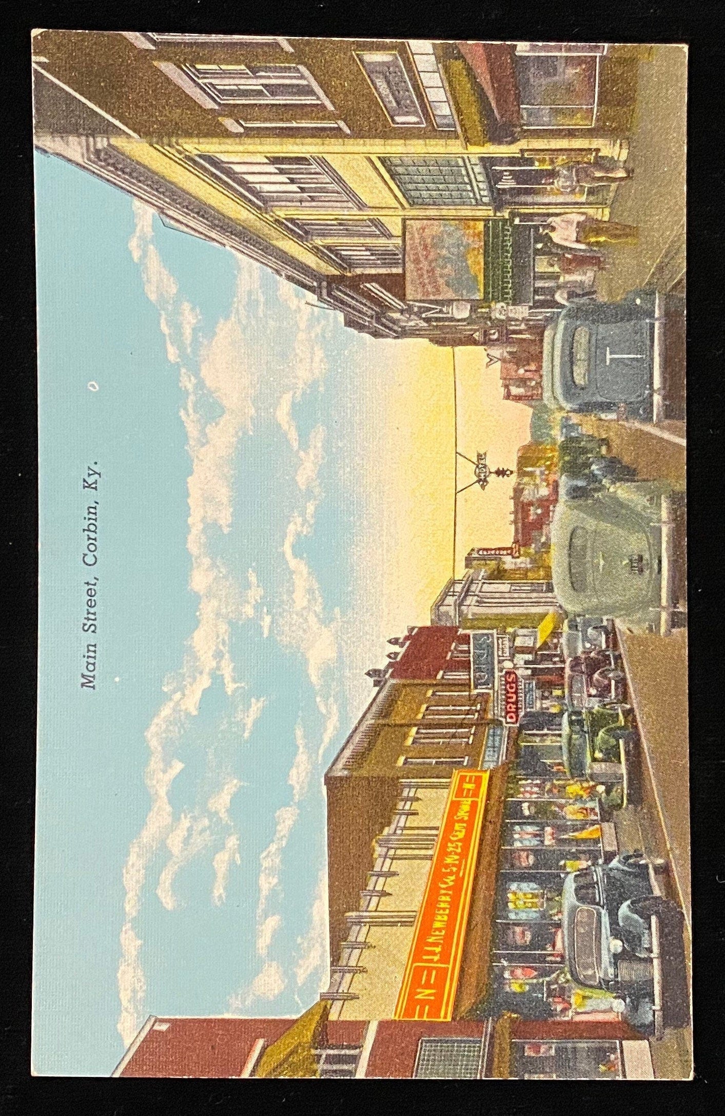 Main Street - Corbin, Kentucky - 1939 Linen Postcard