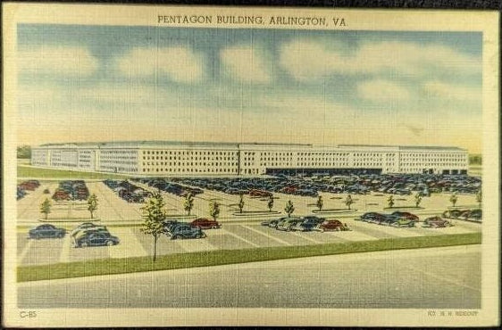 Pentagon Building - Arlington, Virginia - 1940s Linen Postcard