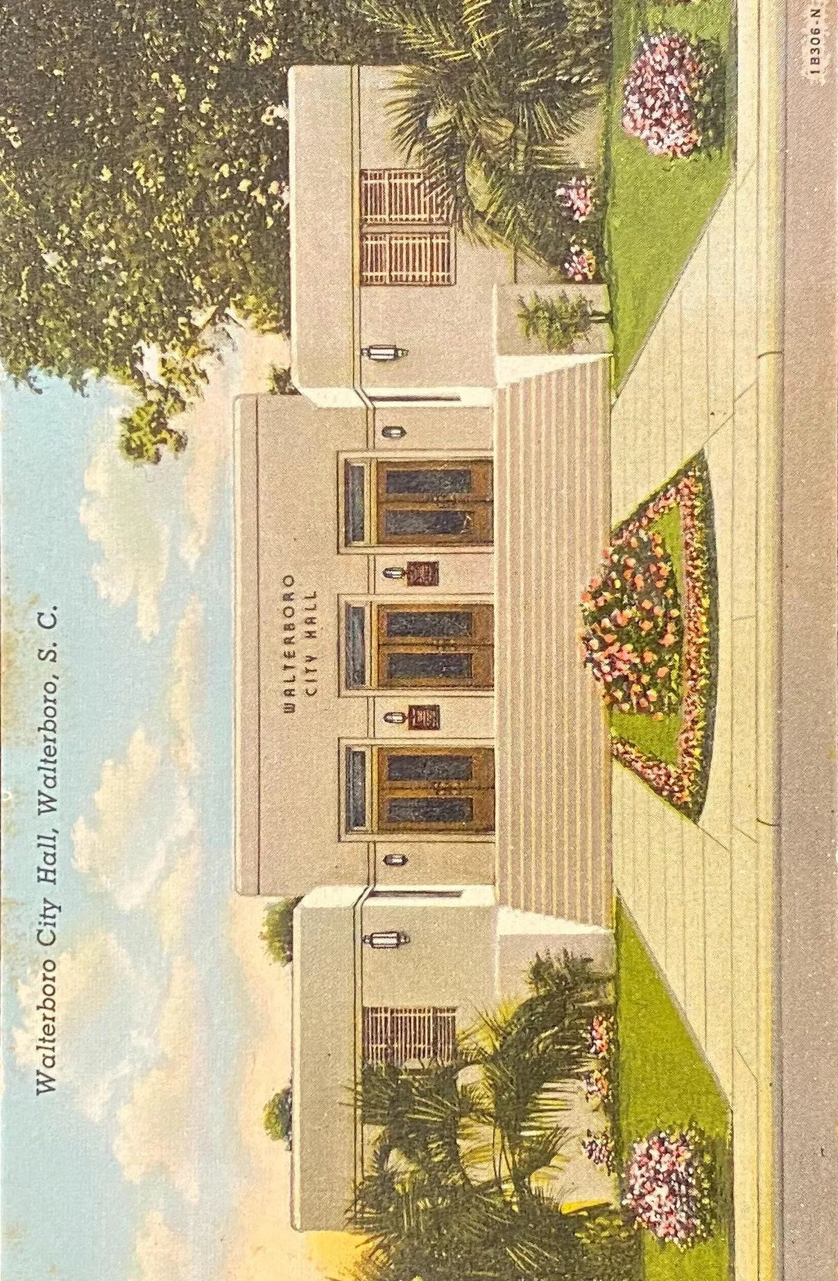 Walterboro City Hall, Walterboro, South Carolina - Vintage Linen Postcard