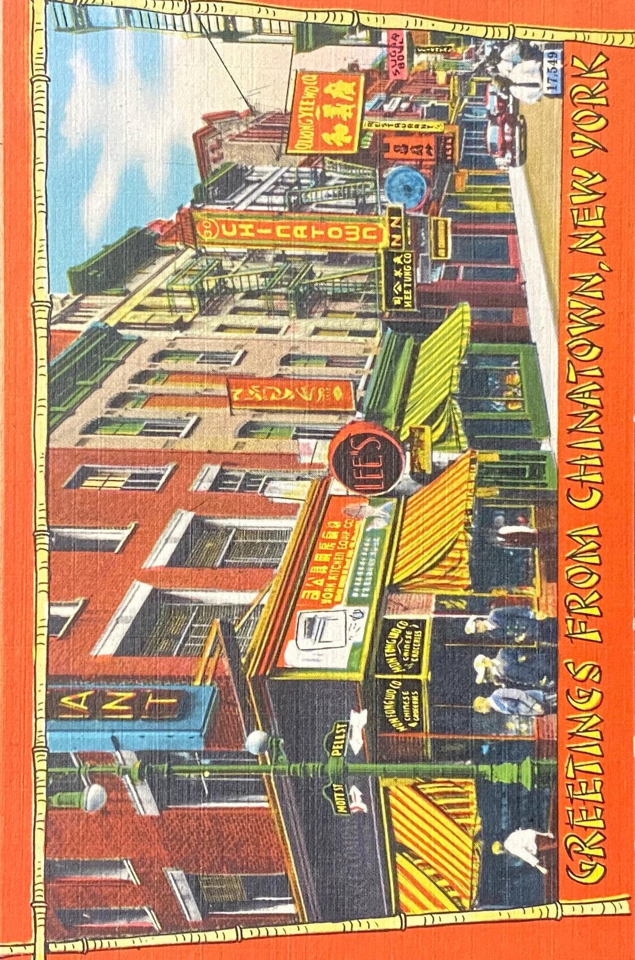 Greetings From Chinatown - New York - 1940s Linen Postcard