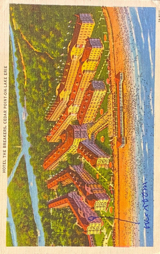 Hotel the Breakers - Cedar Point On Lake Erie near Sandusky, Ohio - 1932 Linen Postcard