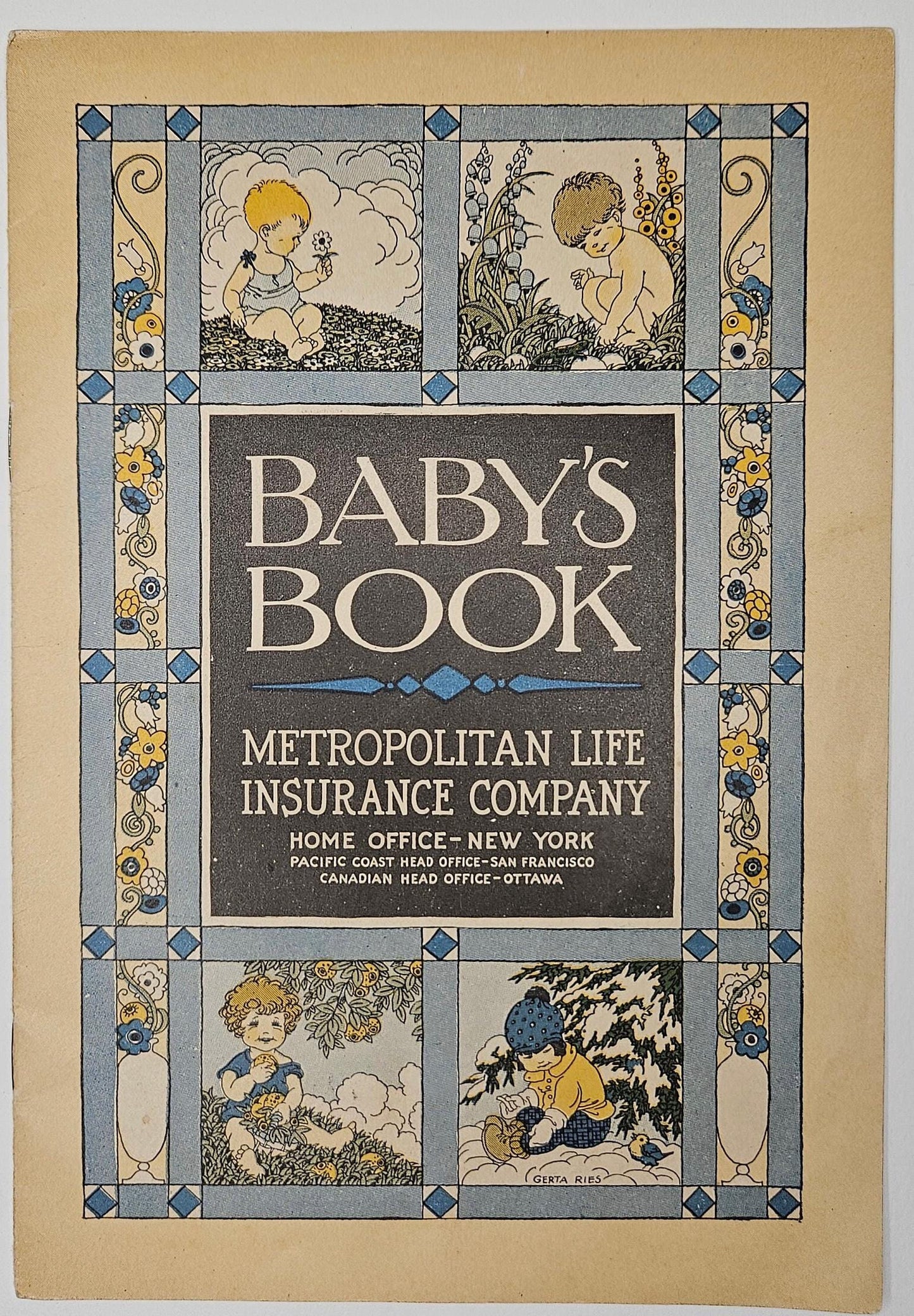 Baby's Book- Metropolitan Life Insurance Company- Cincinnati Ohio 1920s - Martha's Baby Book, 1926 -Art by Gerta Ries - Children's Artwork
