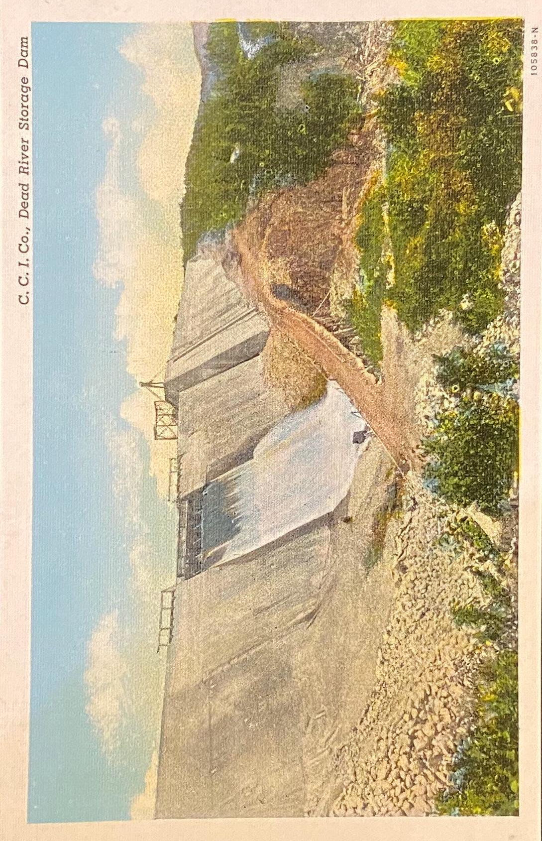 C.C.I. Co. - Dead River Storage Dam near Negaunee, Michigan - 1940s Linen Postcard