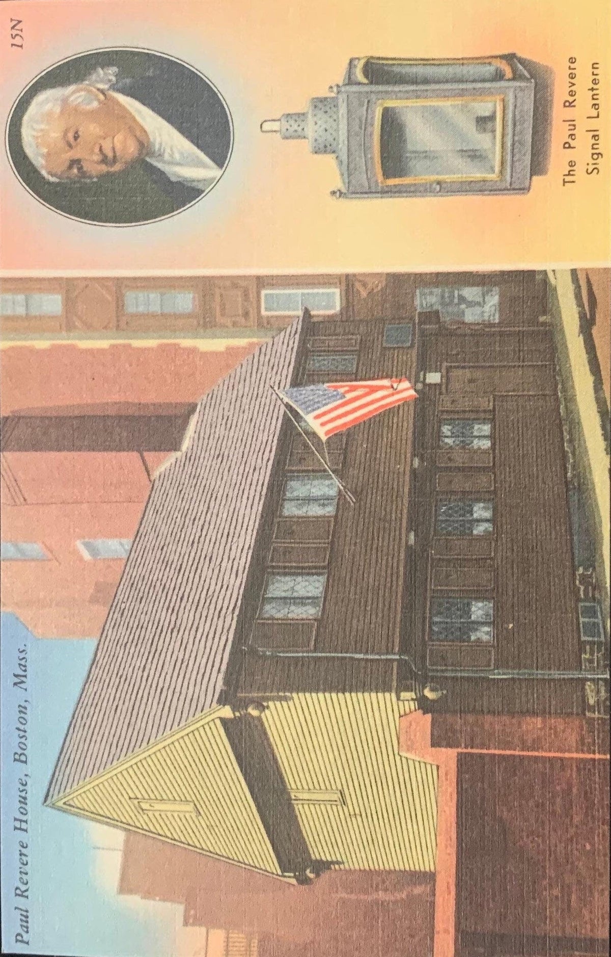 Paul Revere House - Boston Massachusetts - 1940s Linen Postcard