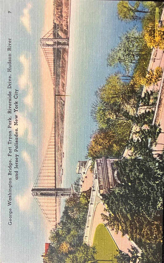 George Washington Bridge, Fort Tryon Park, Riverside Drive, Hudson River and Jersey Palisades, New Y
