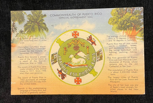 Commonwealth of Puerto Rico - 1950s International Linen Postcard