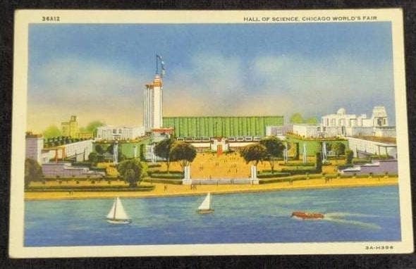 Hall of Science - Chicago World's Fair - Chicago, Illinois - 1940s Linen Postcard