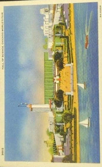 Hall of Science - Chicago World's Fair - Chicago, Illinois - 1940s Linen Postcard