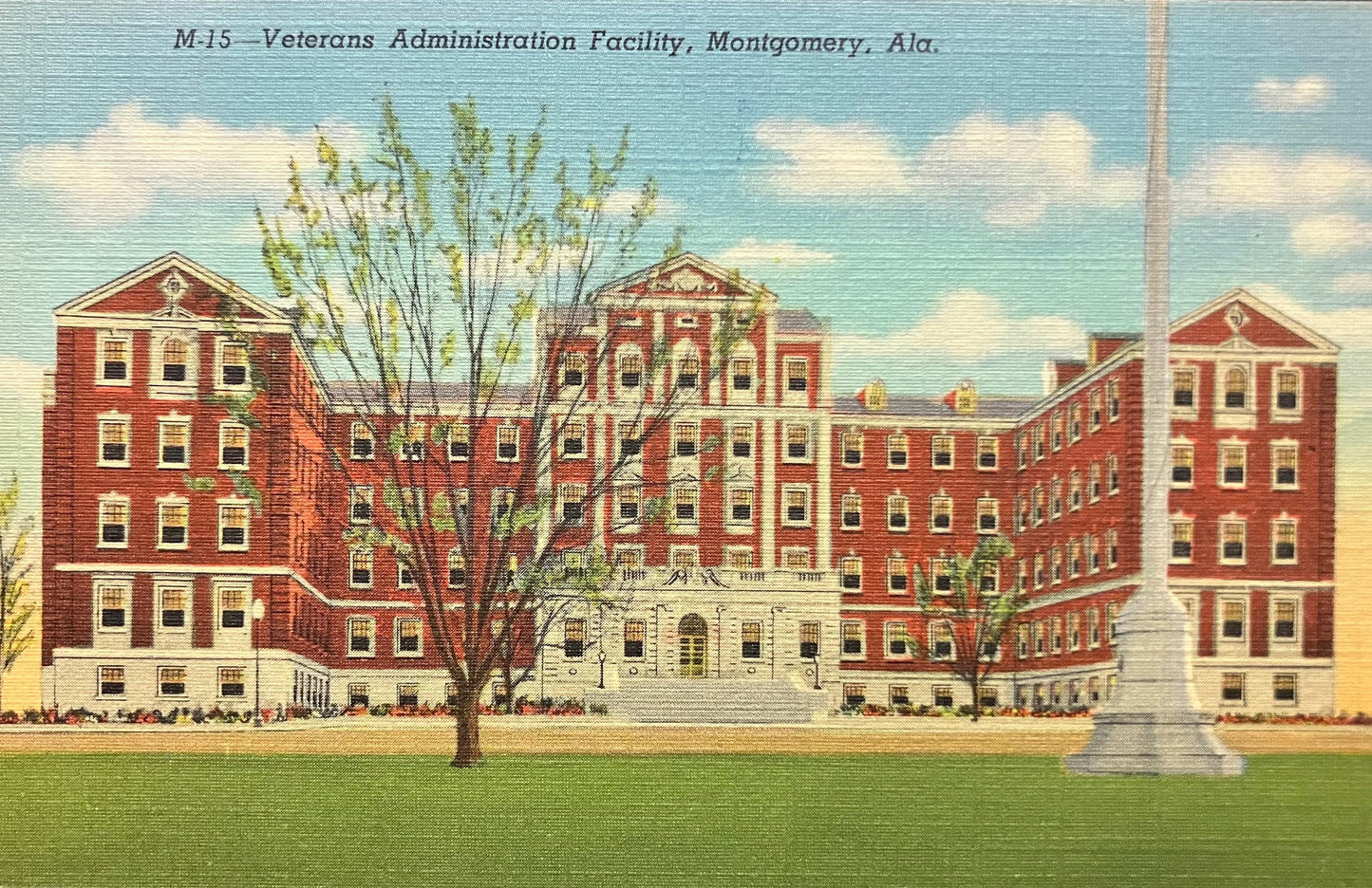 Veterans Administration Facility - Montgomery, Alabama - Veteran Postcard - 1940s Linen Postcard