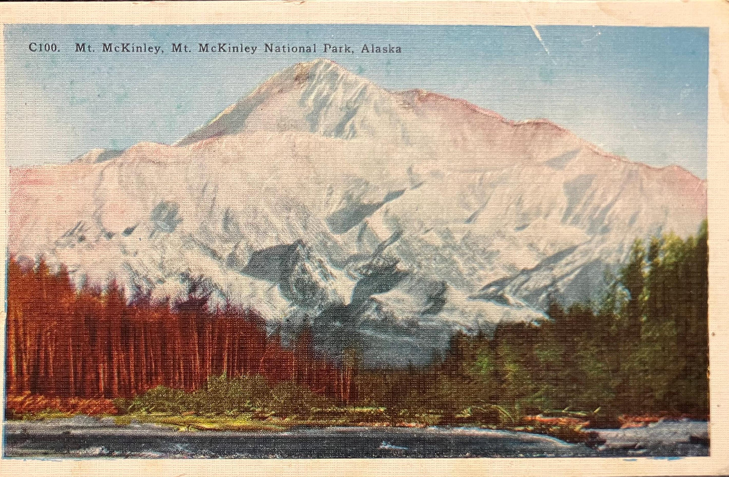 Mt. McKinley National Park, Alaska - 1940s Linen National Park Postcard