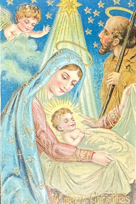Holy Family Starry Night Madonna with Child - Vintage Postcard
