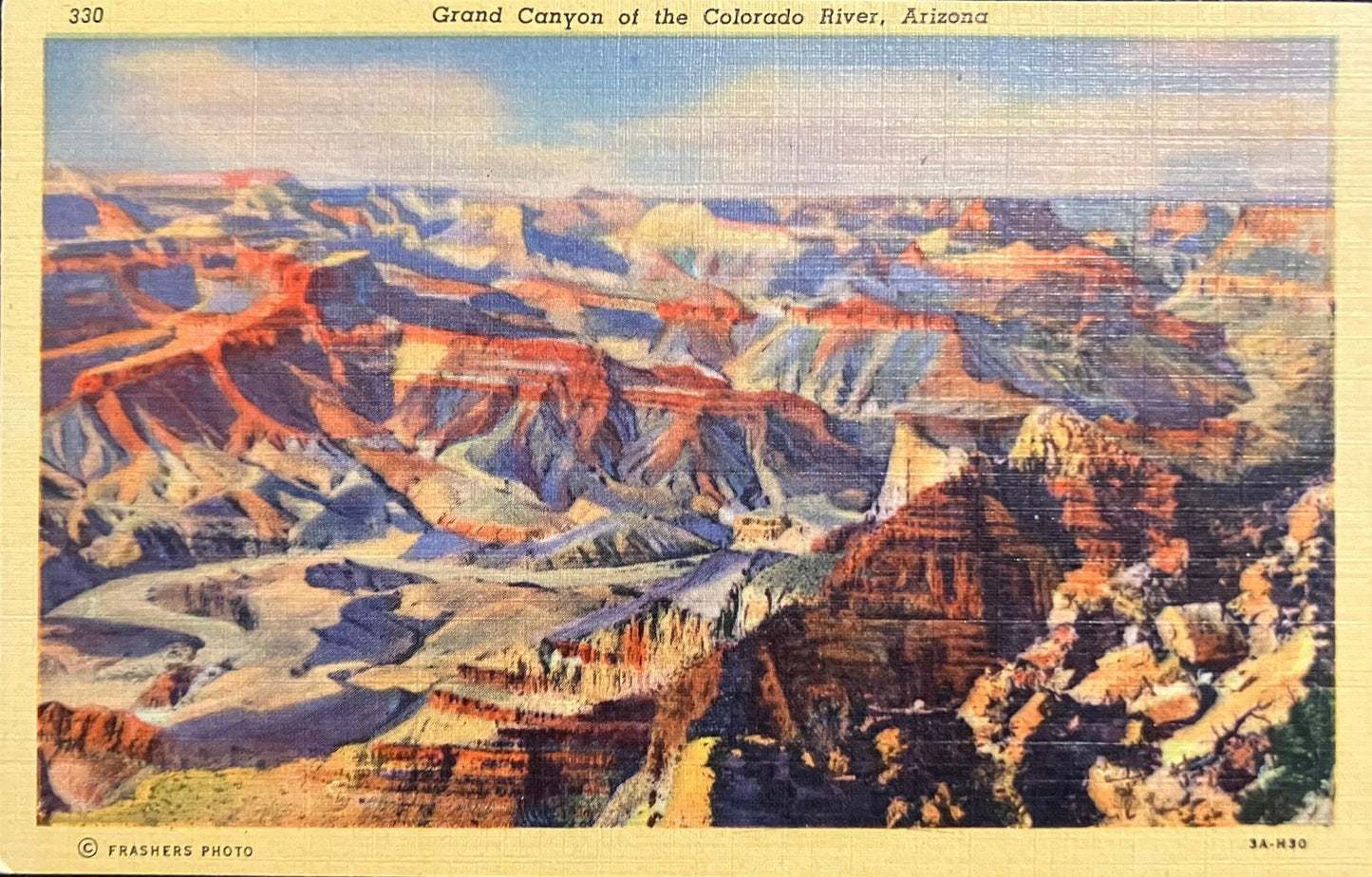 Grand Canyon - Colorado River - Arizona - Frashers Photo - 1940s Linen Postcard