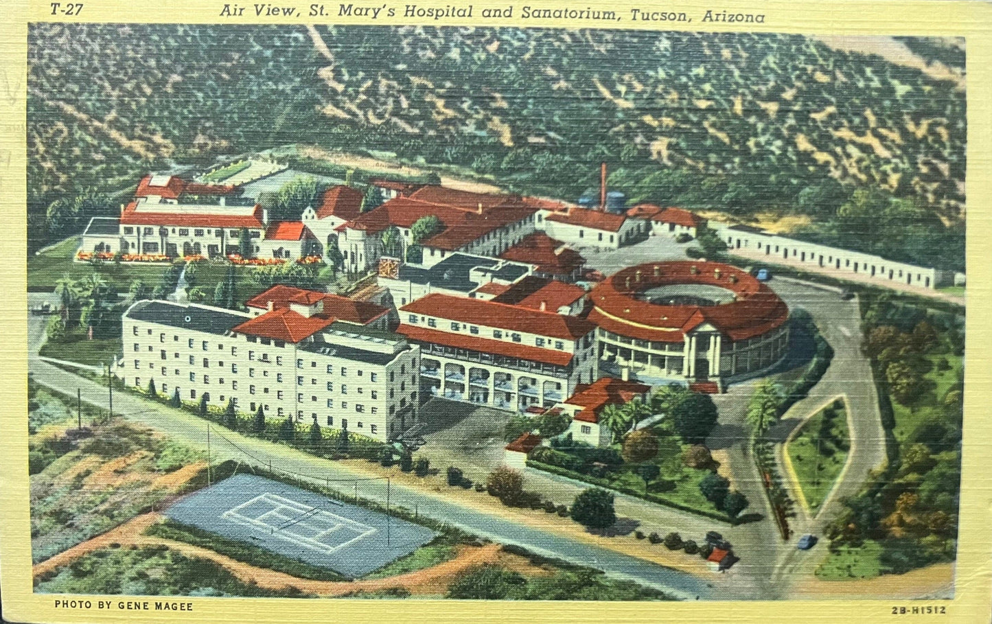 Air View - St. Mary’s Hospital and Sanatorium - Tucson, Arizona - 1940s Linen Postcard
