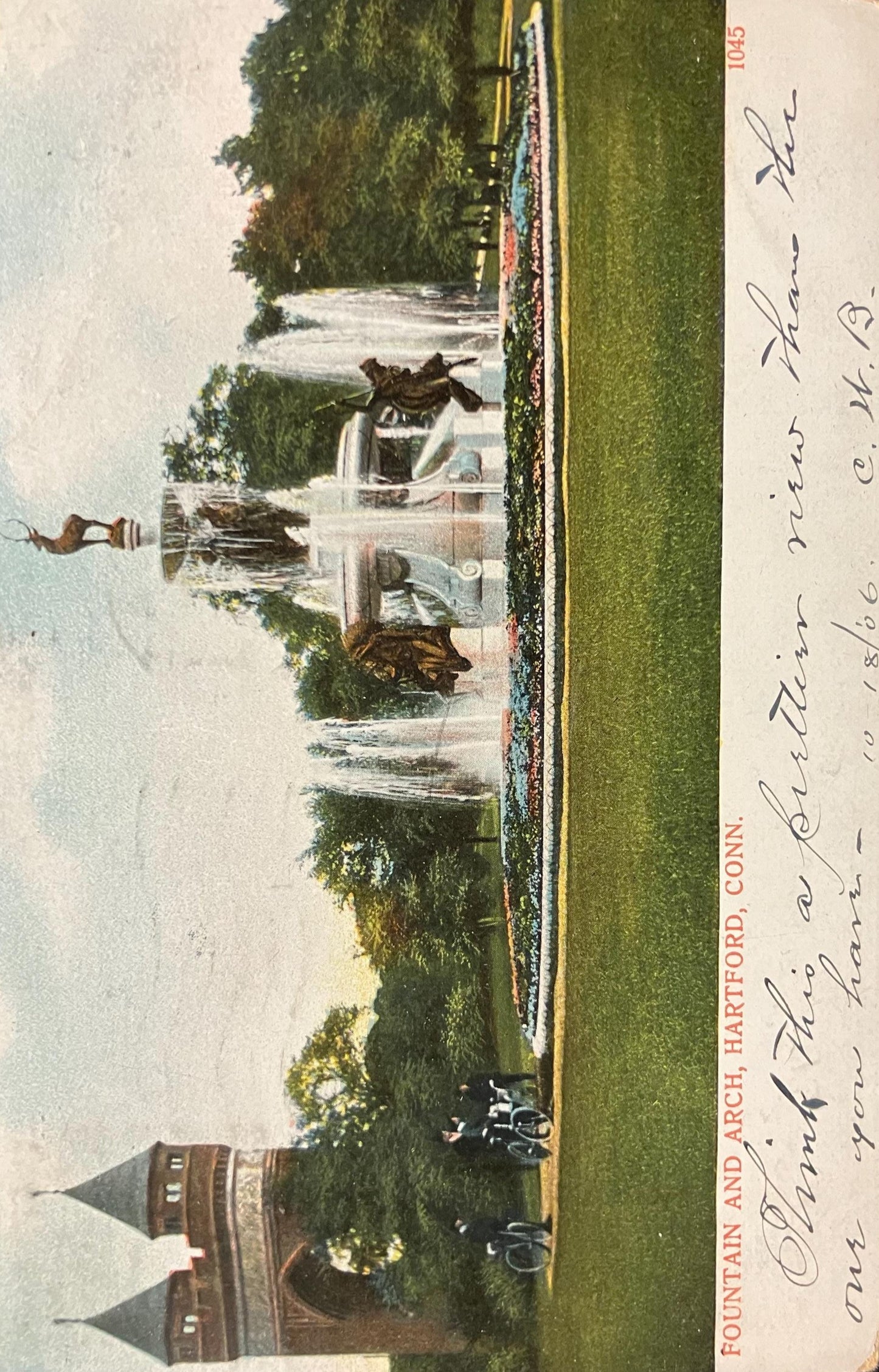 Fountain and Arch - Hartford, Connecticut - Vintage Postcard
