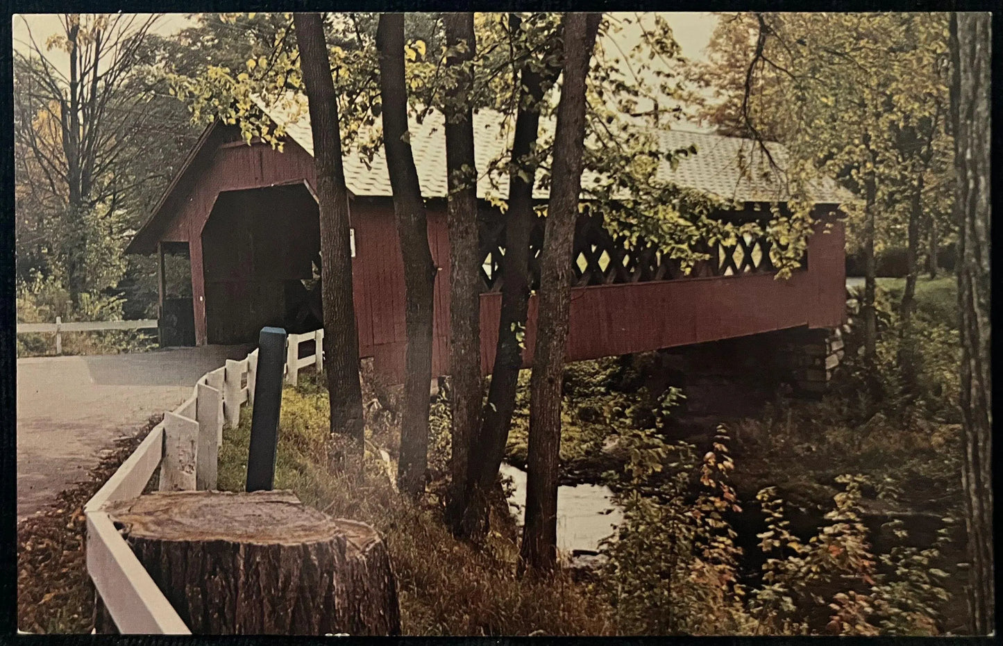 Creamery Bridge over the Whetstone Brook in Brattleboro, Vermont - Photo by Albert R. Sipe, Jr. - Vintage Postcard