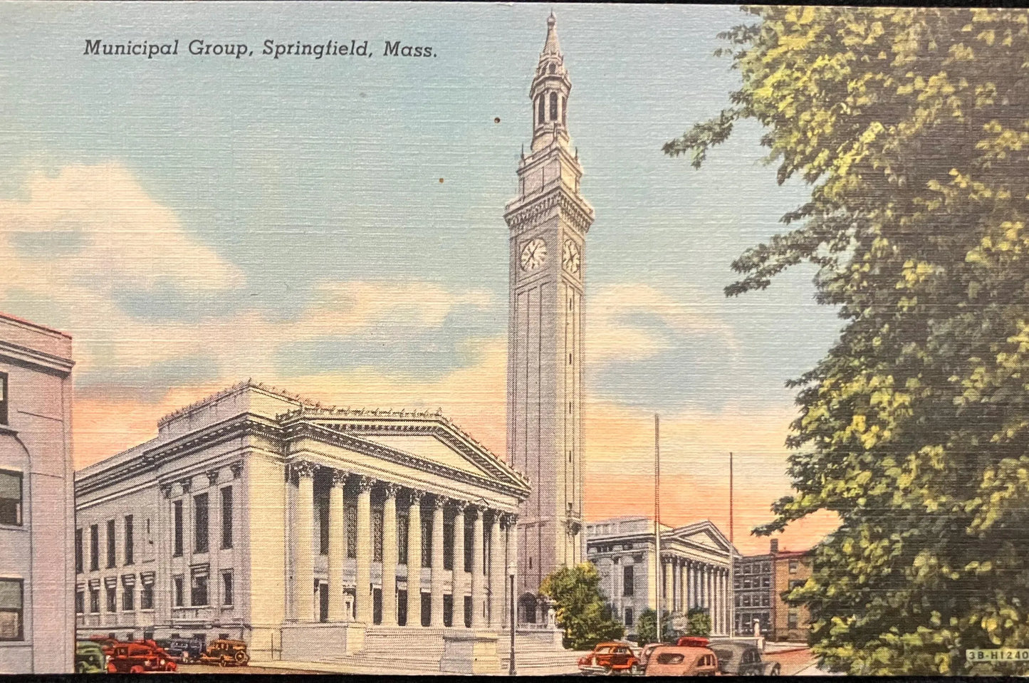 Municipal Group, Springfield, Massachusetts - 1930's Vintage Postcard