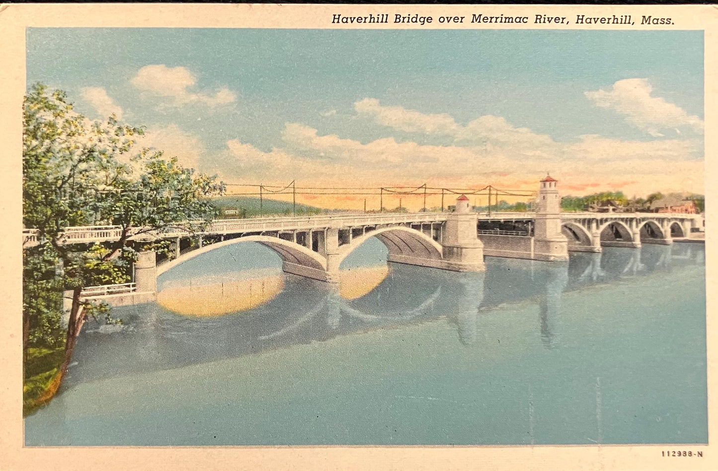 Haverhill Bridge over Merrimack River, Haverhill, Massachusetts - Vintage Bridge Postcard