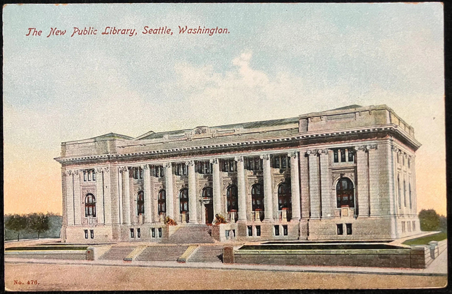 The New Public Library, Seattle, Washington - No. 476 - Printed in Germany - Vintage Library Postcard