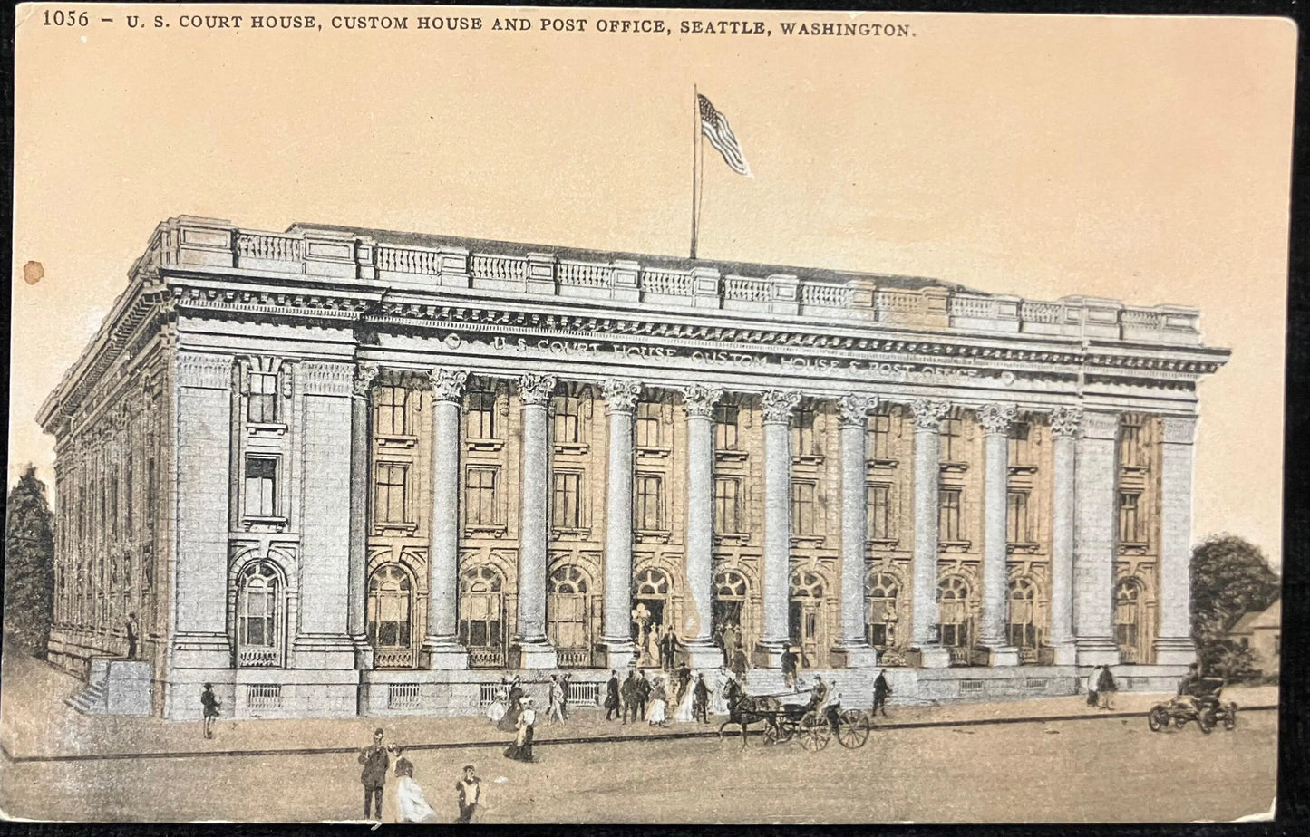 U. S. Court House, Custom House and Post Office, Seattle, Washington - Vintage Court House Postcard