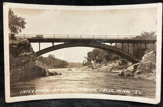 RPPC - Interstate Bridge 1908 - Taylors Falls, Minnesota - Vintage Bridge Postcard