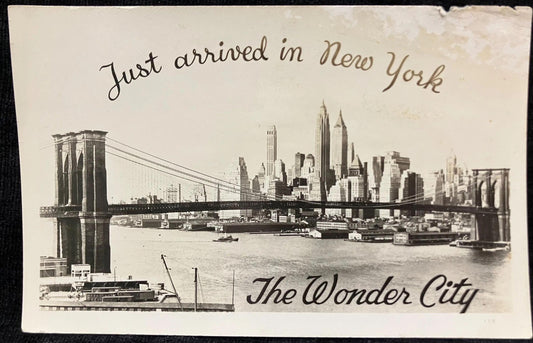 RPPC - Just arrived in New York, 1944 - The Wonder City - Vintage Postcard
