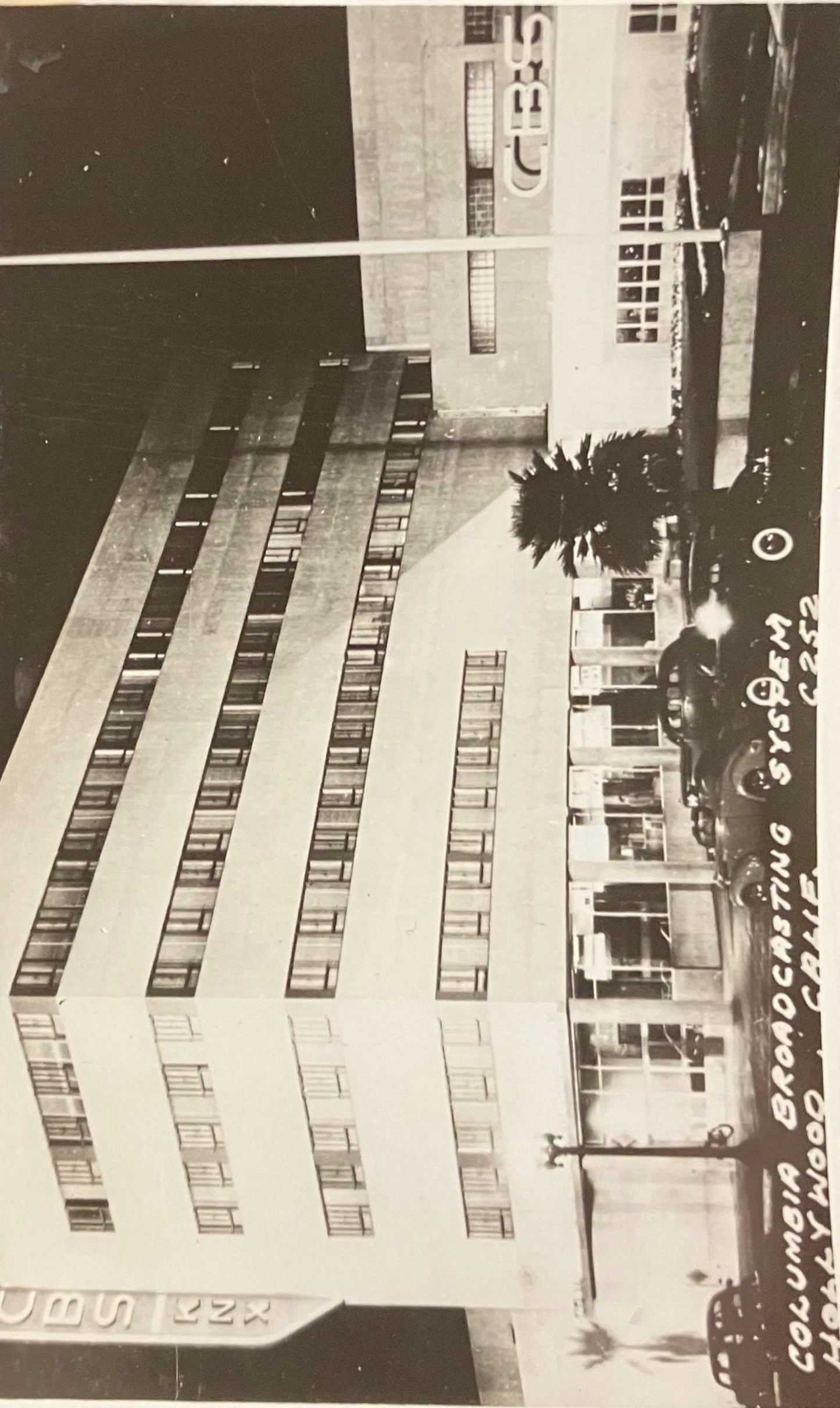 RPPC - Columbia Broadcasting System Hollywood, California - Vintage Night Photo Postcard