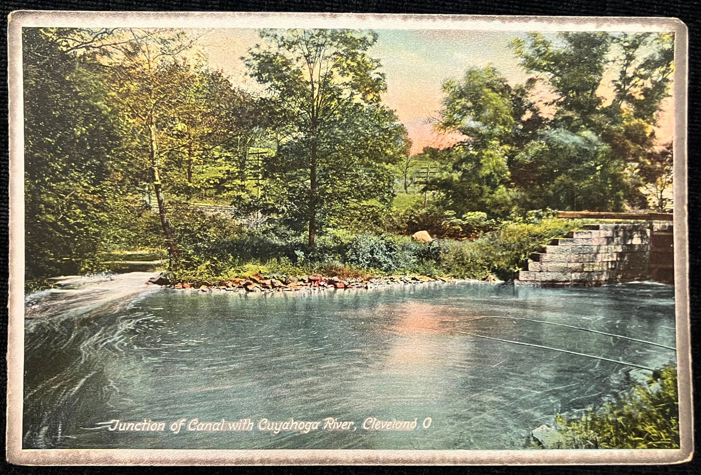 Junction of Canal with Cuyahoga River, Cleveland, Ohio - Vintage Postcard