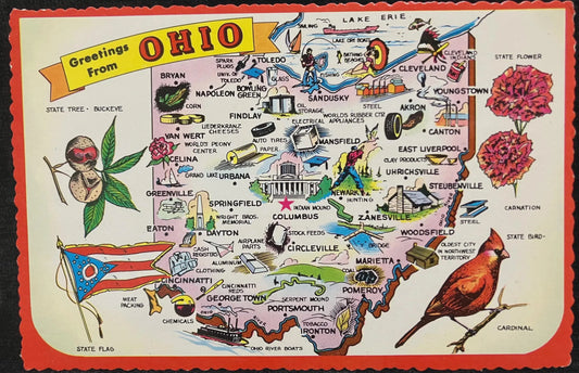 Greetings from Ohio - Vintage Postcard