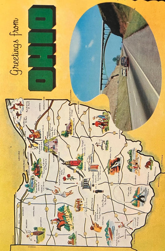 Greetings from Ohio - Vintage Postcard