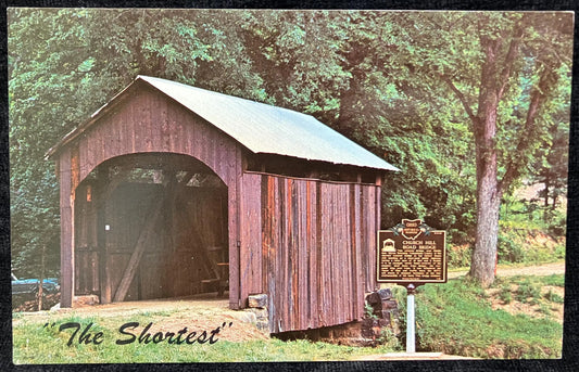 Churchill Road Bridge near Lisbon, Ohio - "The Shortest" - Photo: Clyde Dillon - Vintage Covered Bridge Postcard