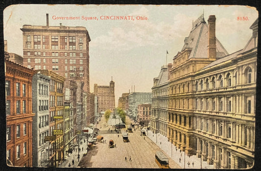 Government Square, Cincinnati, Ohio - Vintage Postcard