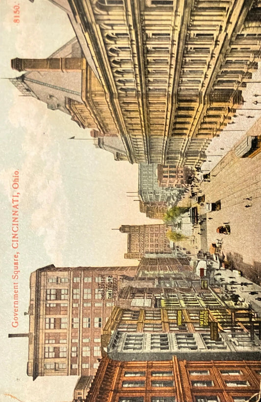 Government Square, Cincinnati, Ohio - Vintage Postcard