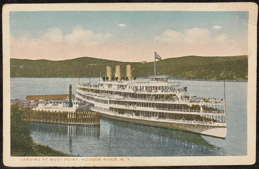 Landing at West Point, Hudson River, New York - Vintage Postcard
