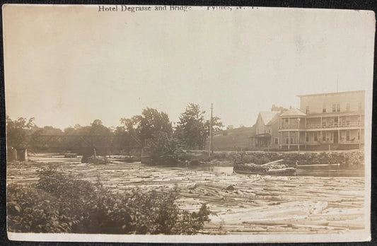 Hotel Degrasse and Bridge - Pyrites, New York - Vintage Hotel Postcard