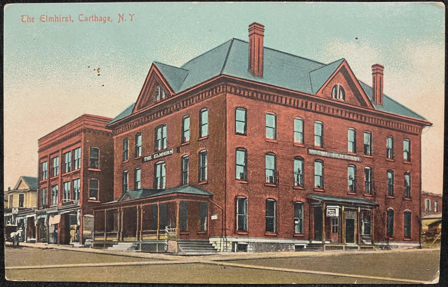 The Elmhirst, Carthage, New York - Made in Germany - Vintage Hotel Postcard