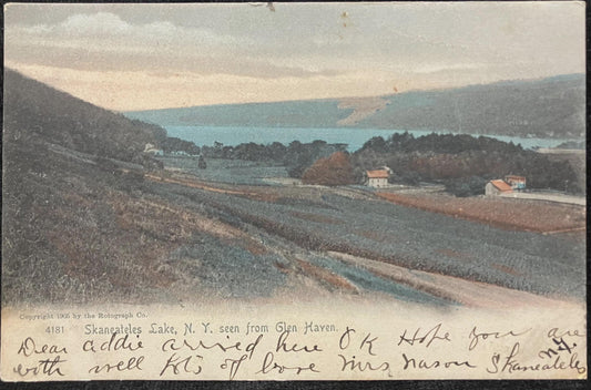 Skaneateles Lake, New York seen from Glen Haven - Copyright 10-5 by the Rotograph Co. - Made in Germany - Vintage Postcard
