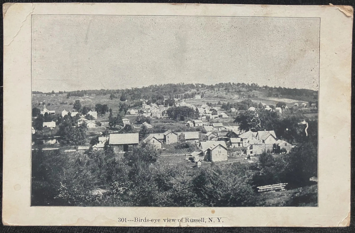 Bird's-eye view of Russell, New York - Vintage 1910 Postcard