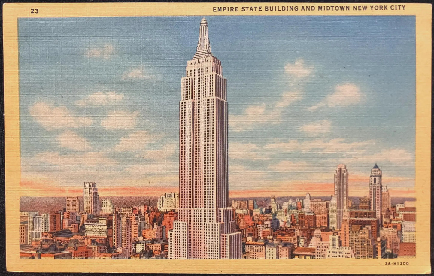 Empire State Building and Midtown New York City - Vintage Postcard