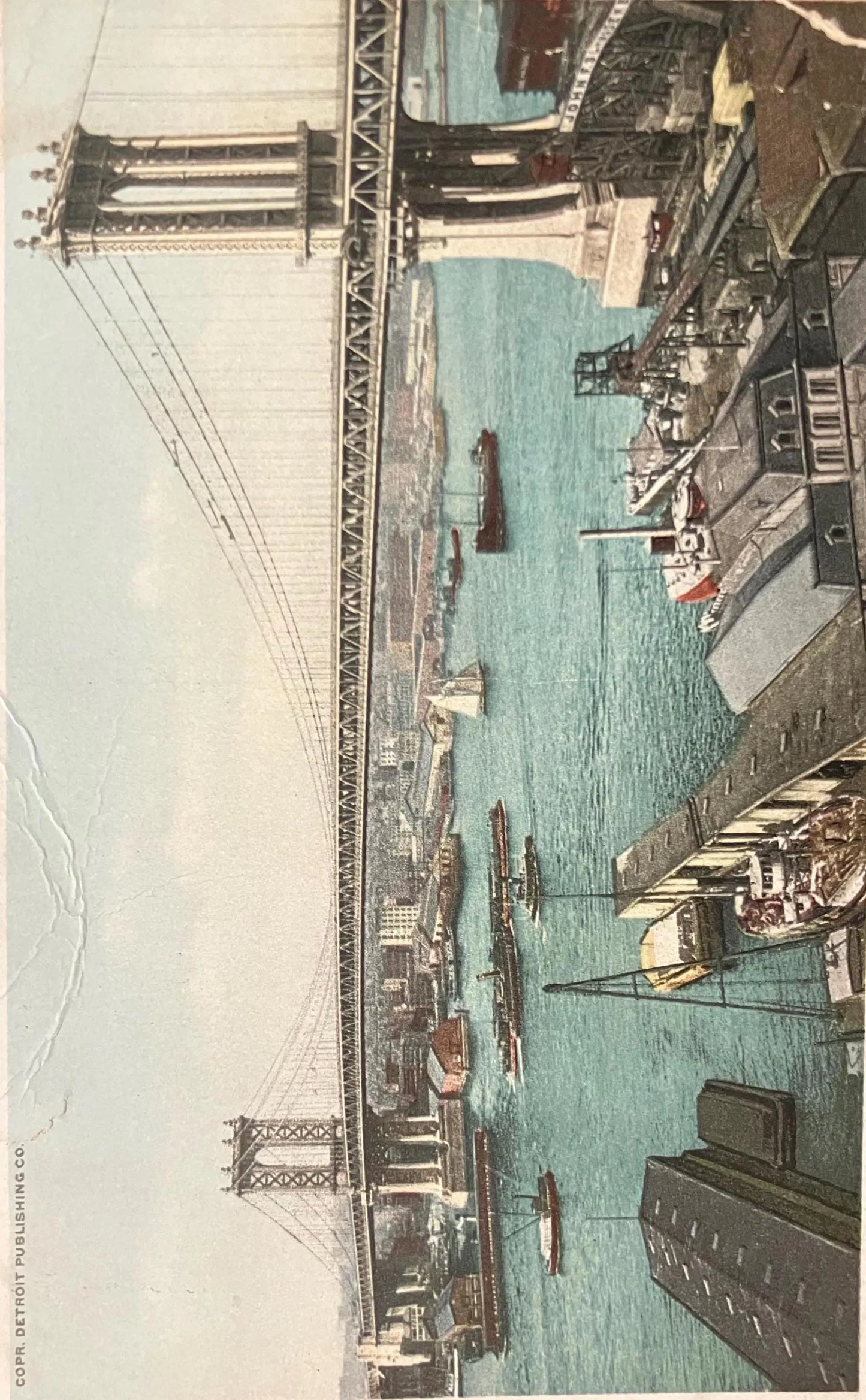 The Manhattan Bridge, New York and Brooklyn - Copr. Detroit Publishing Co. - Vintage Bridge Postcard