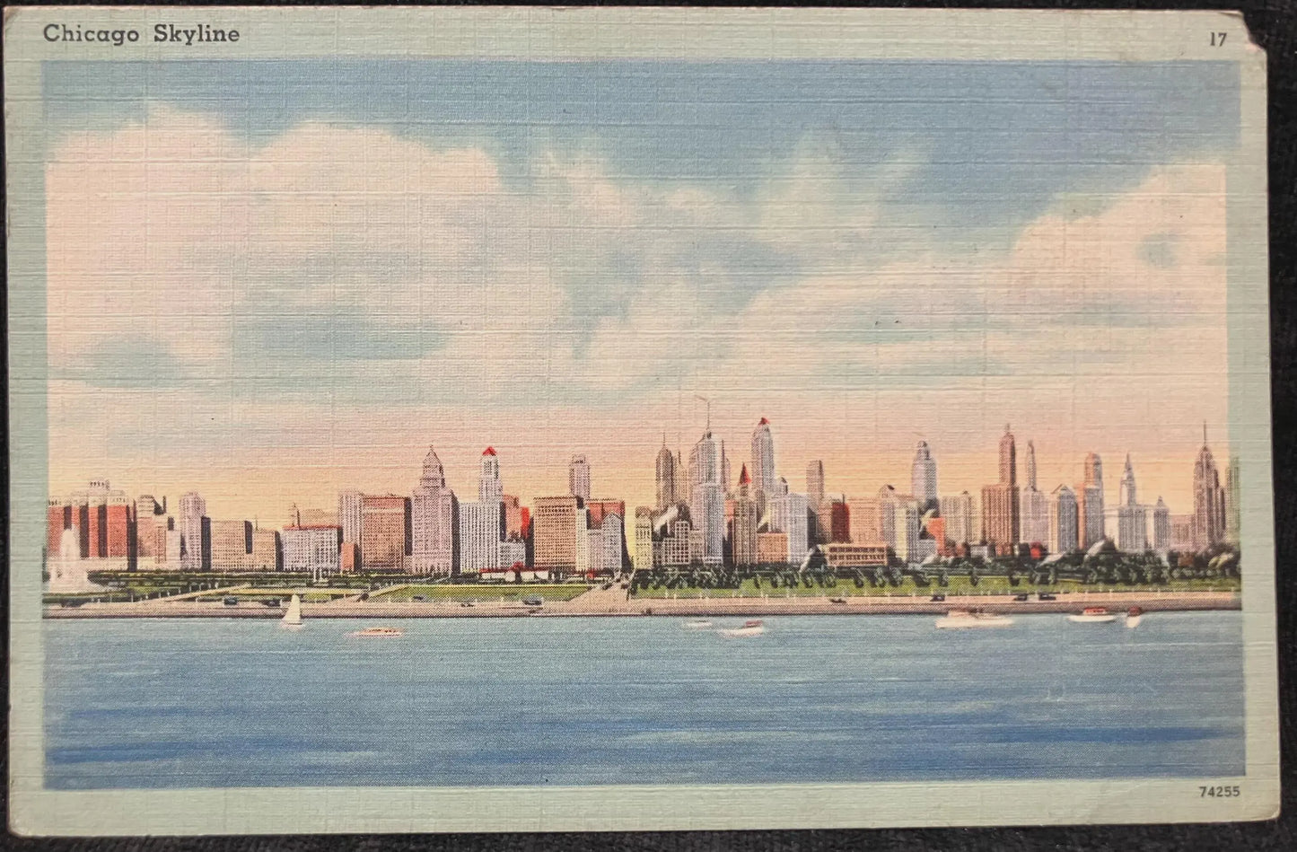 Chicago Skyline - Illinois - Vintage Postcard