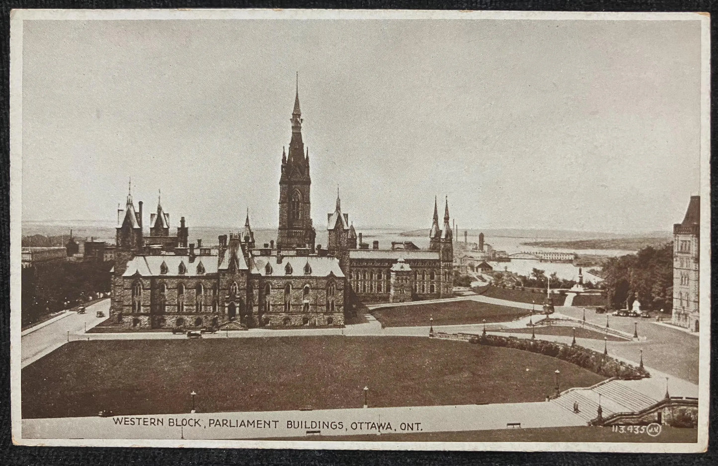 Western Block, Parliament Buildings, Ottawa, Ontario - Canada - Printed in Great Britain - Vintage Government Postcard