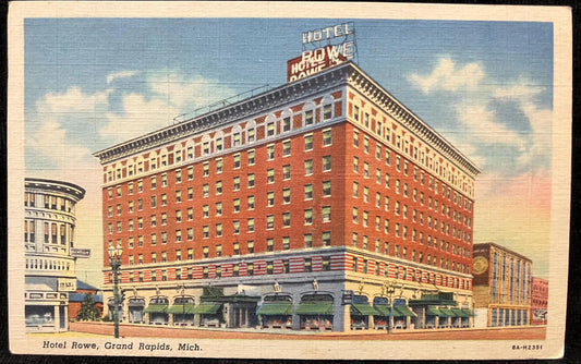 Hotel Rowe, Grand Rapids, Michigan - Vintage Hotel Postcard