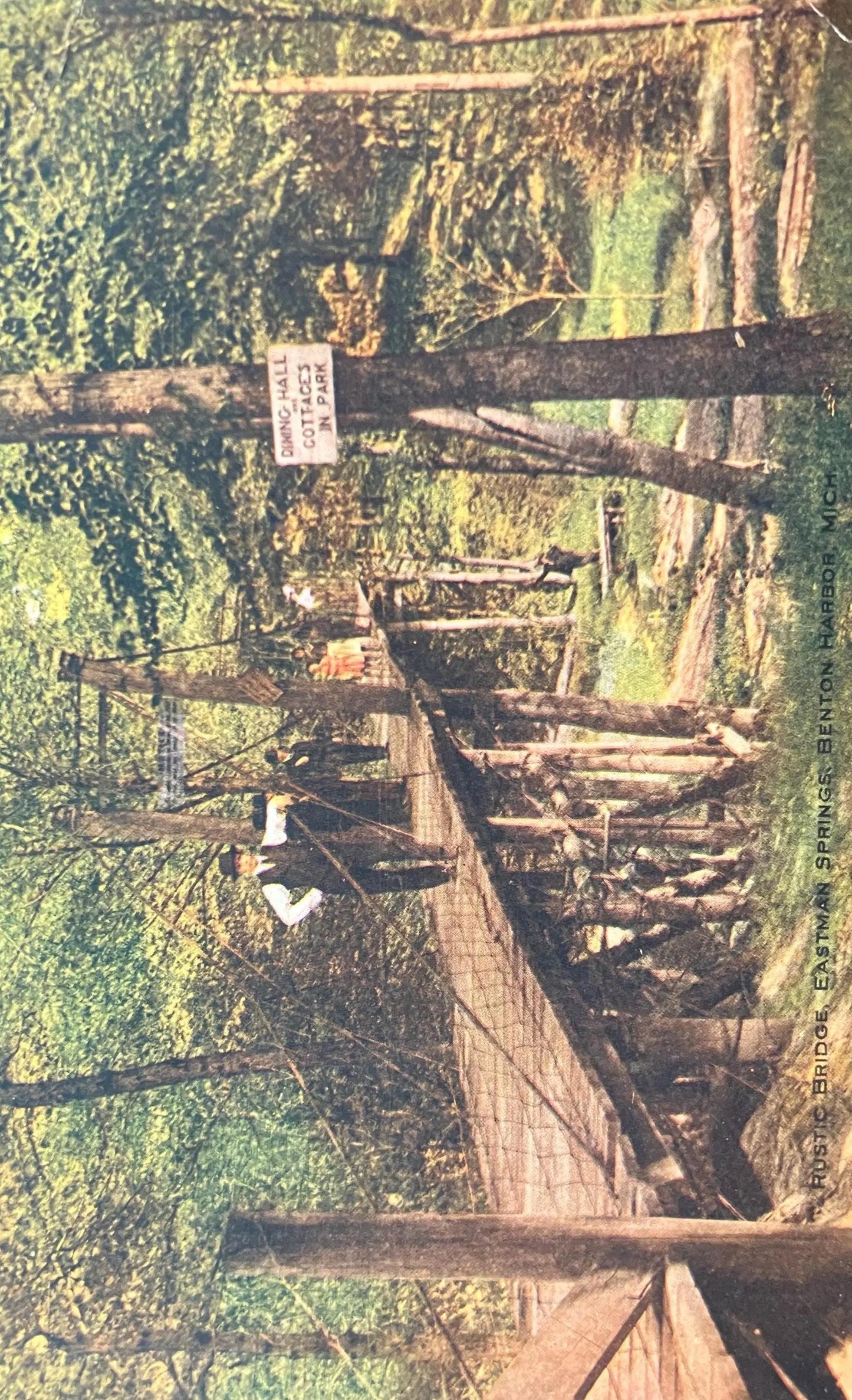 Rustic Bridge Eastman Springs, Benton Harbor, Michigan - Vintage Bridge Postcard
