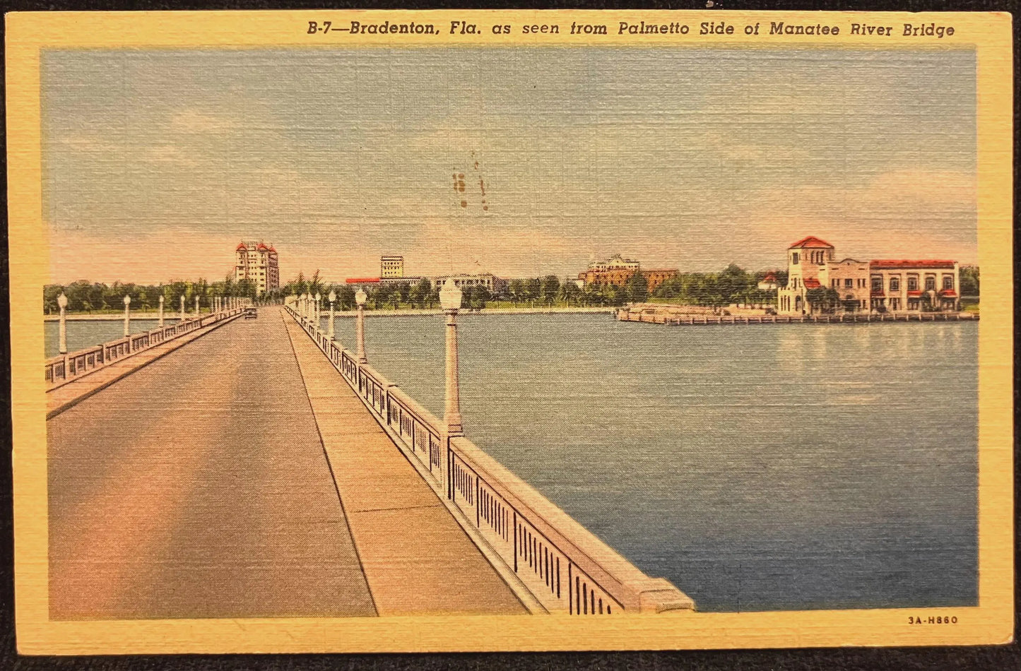 Bradenton, Florida as seen from Palmetto Side of Manatee River Bridge - Vintage Postcard