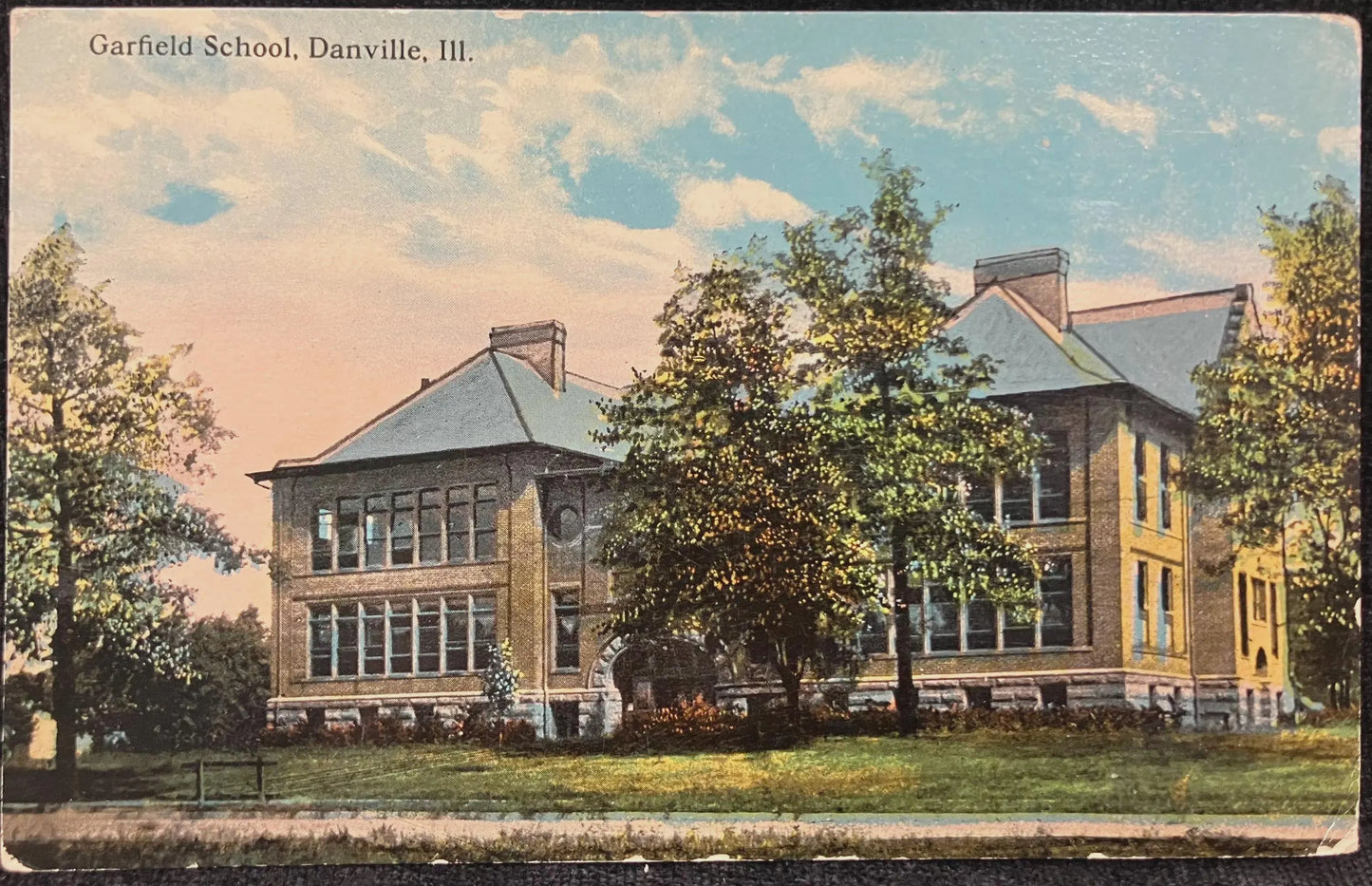 Garfield School, Danville, Illinois - Vintage 1910s School Postcard