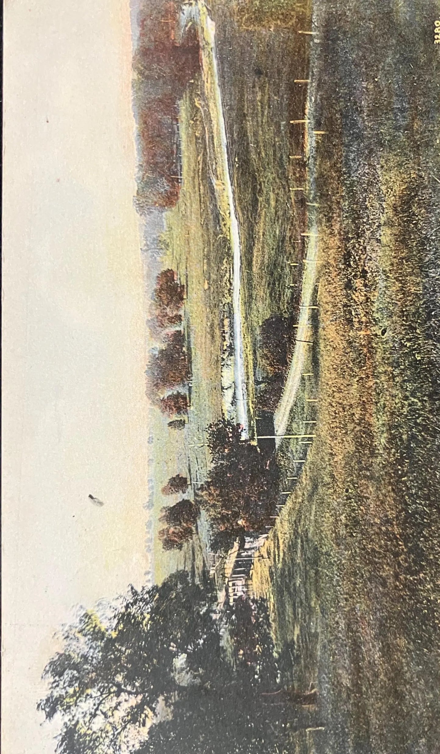 View looking North-east from Bluff at north end of Moss Ridge Cemetery, Carthage, Illinois - Made in Germany - Vintage Cemetery Postcard