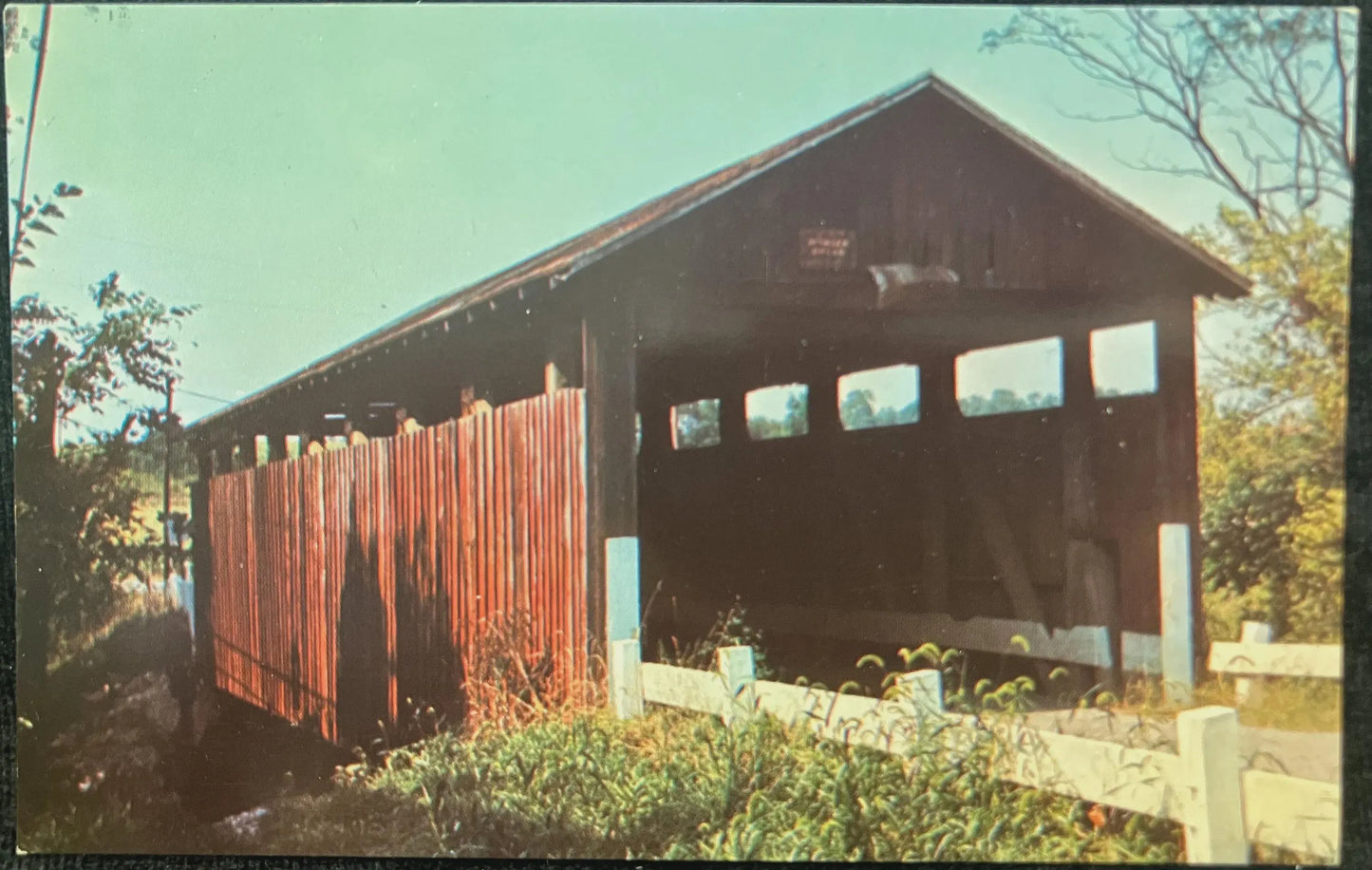 Martinsville Bridge, Clark Township, Ohio - Photo: Ruth Miller - Vintage Covered Bridge Postcard